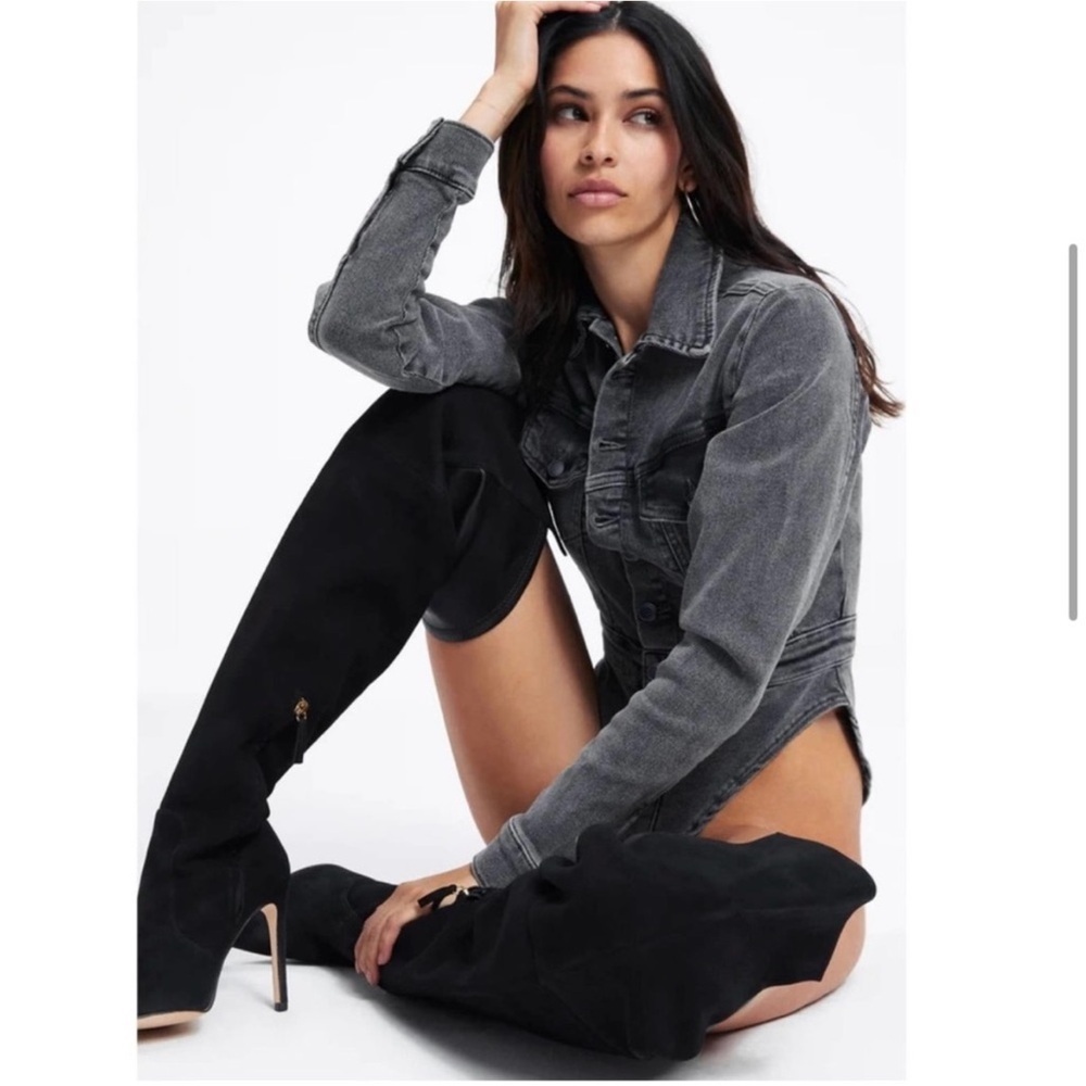 Good American NWT Black Denim Thong Bodysuit Button Down Size 1 (Small) - Picture 5 of 10